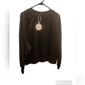 CARACILIA Crewneck Black Long-sleeved Sweatshirt